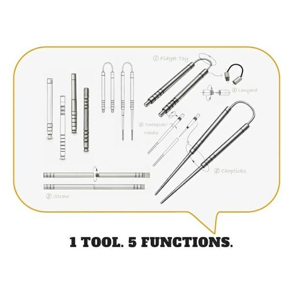 PlayStix: The 5-in-1 Titanium EDC Chopsticks & Fidget Tool