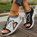 Women's Summer Breathable Knit Butterfly Sandals – Soft Cushioned Open-Toe Slip-On Shoes
