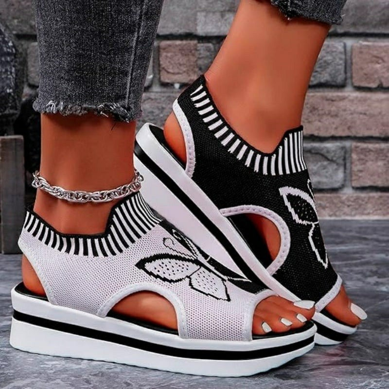 Women's Summer Breathable Knit Butterfly Sandals – Soft Cushioned Open-Toe Slip-On Shoes