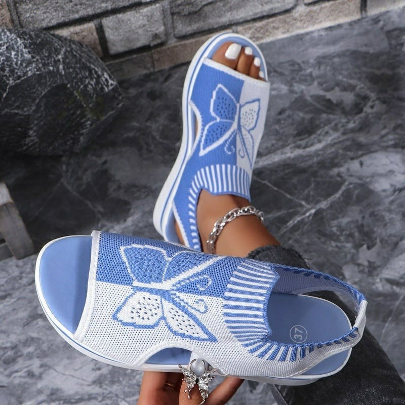 Women's Summer Breathable Knit Butterfly Sandals – Soft Cushioned Open-Toe Slip-On Shoes